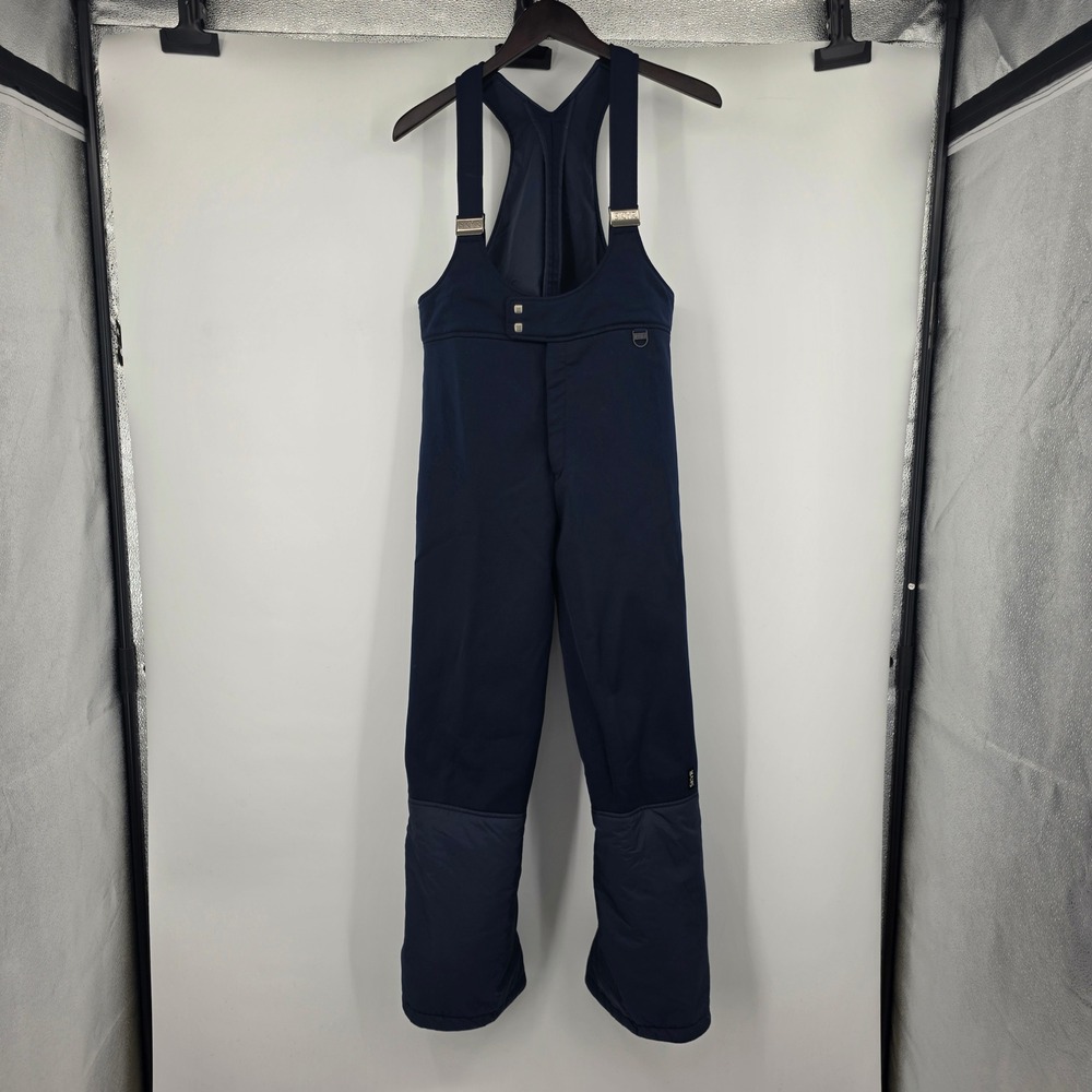 Skyr Navy Blue Ski Bib Overalls Adjustable Straps Ankle Zips Vintage Style
